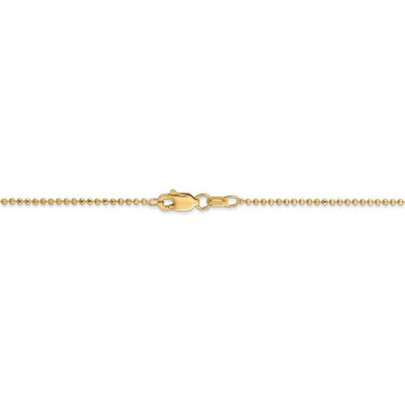1.2mm, 14k Yellow Gold, Diamond Cut Hollow Bead Chain Necklace, 24 In - Picture 4 of 8